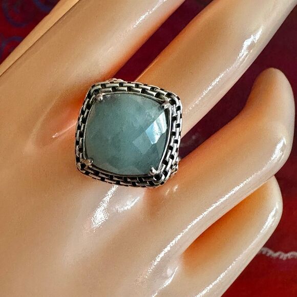 Clyde Duneier Sterling Silver Milky Aquamarine Ring - Picture 2 of 10